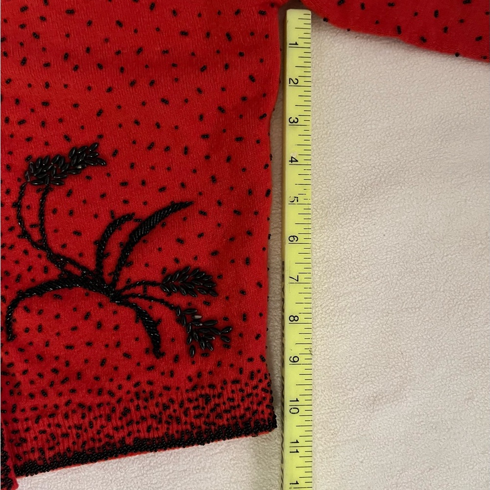Vintage 1940/50’s Ralli Scott red/blk 100% lambswool beaded fully lined sweater. - Picture 7 of 11